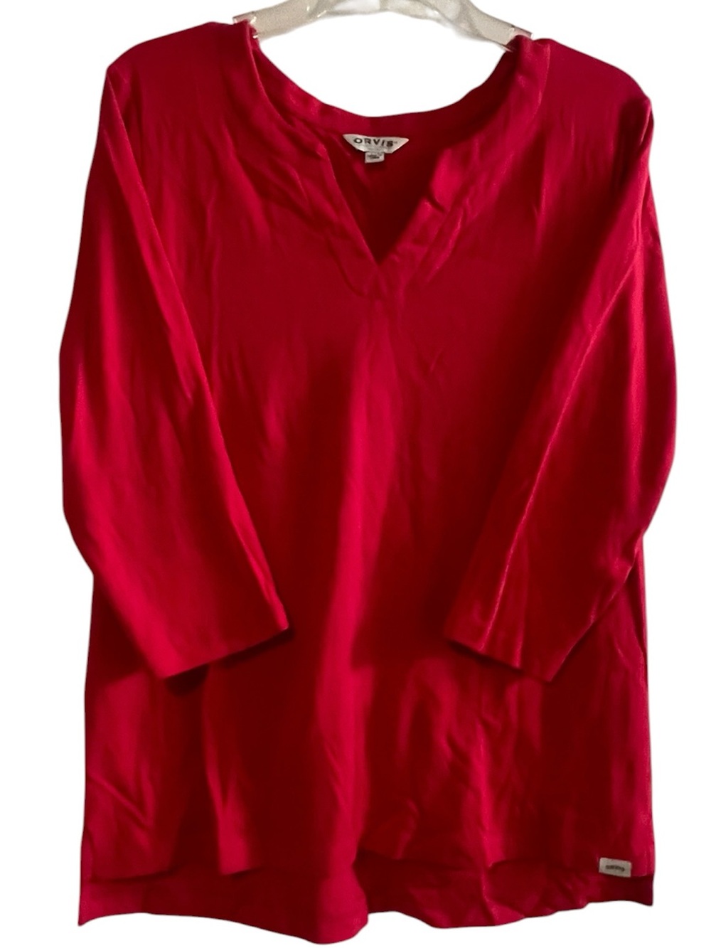 Orvis Classic Collection V-Neck 3/4 Sleeve Top Bold Pink Large
